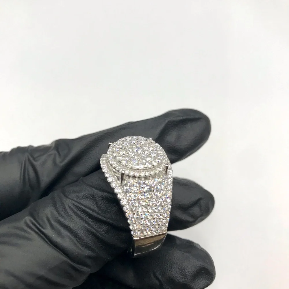 925 Sterling Silver 4.00CTW MOISSANITE Round Pave Men’s Ring Size 8,9,10 or 12
